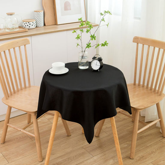 Picture of sancua Small Square Tablecloth 36 x 36 Inch Black, Stain and Wrinkle Resistant Washable Polyester Table Cloth for Dining Buffet Party Decorative Fabric Table Cover for Nightstand End Bedside Table