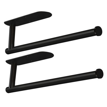 Picture of Paper Towel Holders-Blcak,Paper Towels Rolls - for Kitchen,Paper Towels Bulk- Self-Adhesive Under Cabinet,Both Available in Adhesive and Screws,Stainless Steel(Black 2PC)