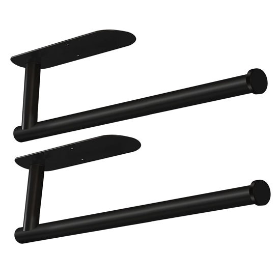 Picture of Paper Towel Holders-Blcak,Paper Towels Rolls - for Kitchen,Paper Towels Bulk- Self-Adhesive Under Cabinet,Both Available in Adhesive and Screws,Stainless Steel(Black 2PC)