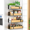 Picture of HuggieGems 4 Pack Magnetic Spice Storage Rack Organizer for Refrigerator and Oven, Wood Fridge Organizers and Storage