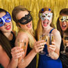 Picture of 10 Pack Gold Fringe Curtain Backdrop Tinsel Streamers Birthday Party Decorations Christmas Photo Booth Backdrop Halloween New Year Graduation Baby Shower Theme Party Decorations