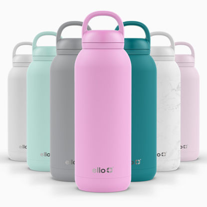 Picture of Ello Cooper Twist 40oz Stainless Steel Water Bottle with Chug Lid | Leak Proof | Double Walled and Vacuum Insulated | Built in Carry Loop | Dishwasher Safe | Bubblegum Pink