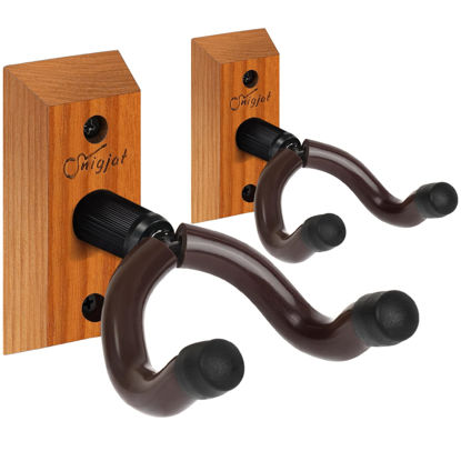 Picture of SNIGJAT Guitar Wall Mount, 2 Pack Guitar Wall Hanger, Guitar Hanger Wall Hook Holder Stand with Screws, Hardwood Guitar Wall Mount Hanger for Acoustic Electric Guitar, Bass, Banjo, Mandolin