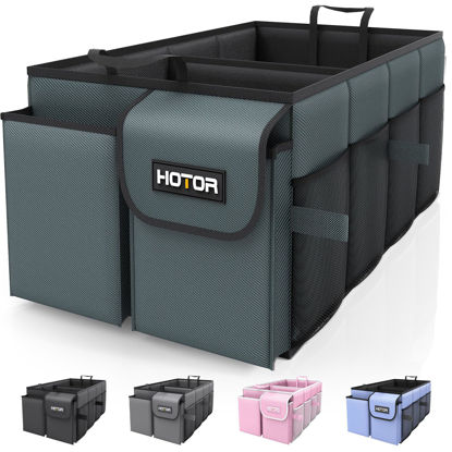 Picture of HOTOR Trunk Organizer for Car - Car Organizer, Foldable Trunk organizer for SUVs & Sedans, Sturdy Car Organization for Car Accessories, Tools, Sundries, Deep Teal, 2 Compartments, 21.3"×12.6"×10.6"