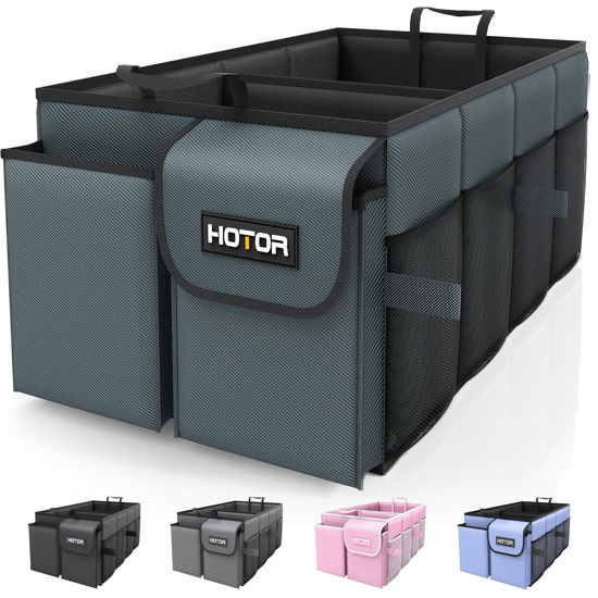 Picture of HOTOR Trunk Organizer for Car - Car Organizer, Foldable Trunk organizer for SUVs & Sedans, Sturdy Car Organization for Car Accessories, Tools, Sundries, Deep Teal, 2 Compartments, 21.3"×12.6"×10.6"