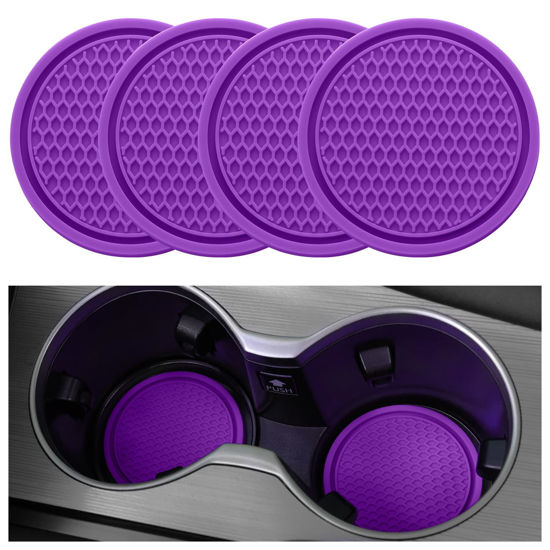 Picture of SINGARO Car Cup Coaster, 4PCS Universal Non-Slip Cup Holders Embedded in Ornaments Coaster, Car Interior Accessories, Purple