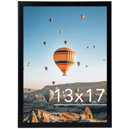 Picture of JCJMY 13x17 Picture Frame Black for Wall Hanging, Wall Mounting Horizontally or Vertically, 13 x 17 Wall Gallery Poster Photo Frame with Shatter Resistant Plexiglass, Black