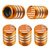 Picture of Tire Valve Stem Caps - (5 Pack) Tire Air Caps Metal with Plastic Liner Corrosion Resistant Leak-Proof American Flag for Car Truck Motorcycle Bike Orange