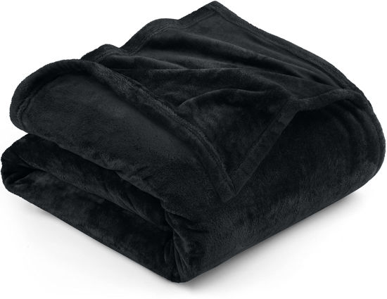 Picture of Utopia Bedding Fleece Blanket Queen Size Black 300GSM Luxury Anti-Static Fuzzy Soft Microfiber Bed Blanket (90x90 Inch)