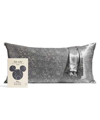 Picture of Disney Mickey Mouse x Kitsch Satin Pillowcase with Zipper - Softer Than Silk, Cooling Pillow Case for Hair & Skin, Wrinkle-Free, Machine Washable, King Size (19x36)