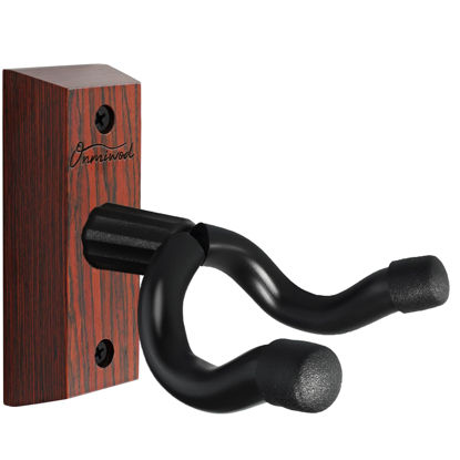 Picture of Onmiwod Guitar Wall Mount, Carbonized Red Wood Guitar Hanger, U-Shaped Guitar Wall Hanger Mount, Guitar Holder Wall Hook for Acoustic, Electric Guitar, Banjo, Bass, Gift for Guitar Player Men Boy