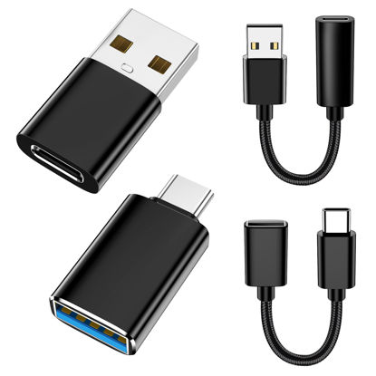 Picture of [4 Pack]【USB-C to USB-A】&【USB-A to USB-C】 OTG Adapter,Type C Type A Male Female Cable SuperSpeed Data Transfer & Fast Charging Compatible with iPhone/PC/Samsung/iPad/Laptop/MacBook/iWatch/AirPods