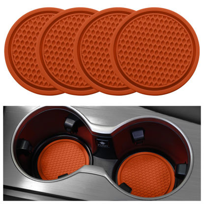 Picture of SINGARO Car Cup Coaster, 4PCS Universal Non-Slip Cup Holders Embedded in Ornaments Coaster, Car Interior Accessories, Orange