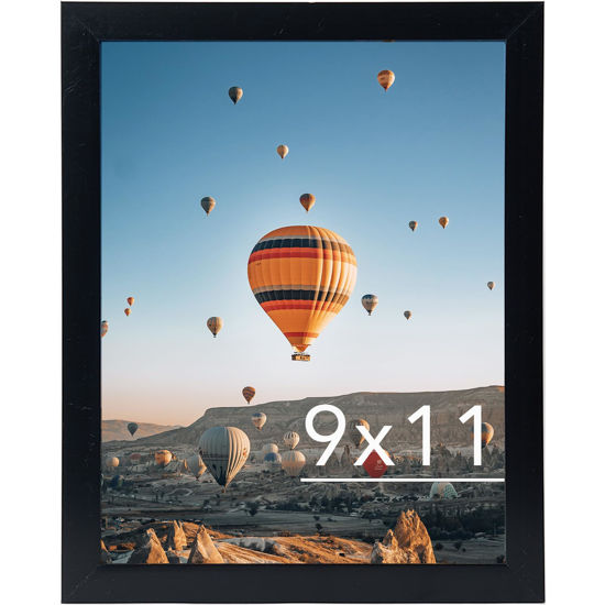 Picture of JCJMY 9x11 Picture Frame Black for Wall Hanging or Tabletop, Wall Mounting Horizontally or Vertically, 9 x 11 Wall Gallery Poster Photo Frame with Shatter Resistant Plexiglass, Black