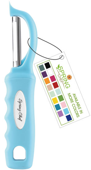 Picture of Spring Chef Premium Swivel Vegetable Peeler, Soft Grip Handle and Ultra Sharp Stainless Steel Blades - Perfect Kitchen Peeler For Veggie, Fruit, Potato, Carrot, Apple - Aqua Sky