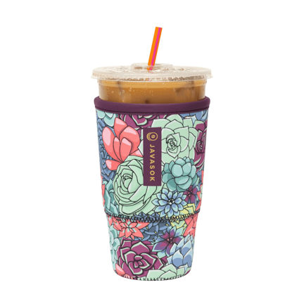 Picture of Sok It Java Sok Iced Coffee & Cold Soda Insulated Neoprene Cup Sleeve (Succulents, Large: 30-32oz)