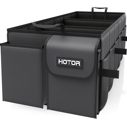 Picture of HOTOR Trunk Organizer for Car - Car Organizer, Foldable Trunk organizer for SUVs & Sedans, Sturdy Car Organization for Car Accessories, Tools, Sundries, Black, 3 Compartments, 35.4"×14.2"×10.6"