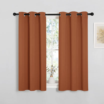 Picture of NICETOWN Halloween Window Curtains Blackout Drapes, Thermal Insulated Christmas Decorative Blackout Curtains/Draperies for Laundry Room (One Pair, 34 by 45-inch, Burnt Orange)