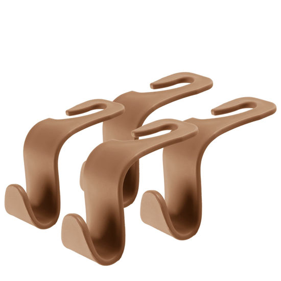 Picture of LivTee Car Seat Headrest Hook, Auto Seat Hook Hangers Organizer Interior Accessories for Purse Coats Umbrellas Grocery Bags Handbag, 4-Pack - Blown
