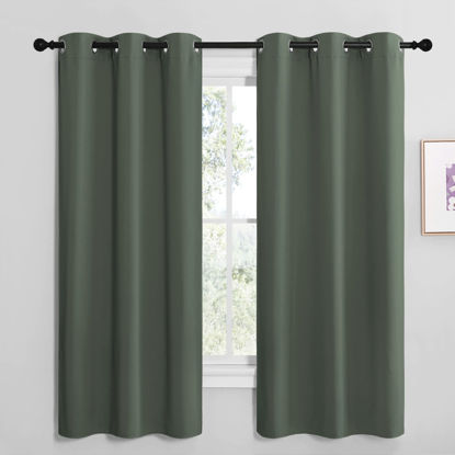 Picture of NICETOWN Blackout Curtain Panels, Home Decoration Thermal Insulated Solid Grommet Blackout Drape for Dining Room (Dark Mallard, 1 Pair, 42 by 68-Inch)
