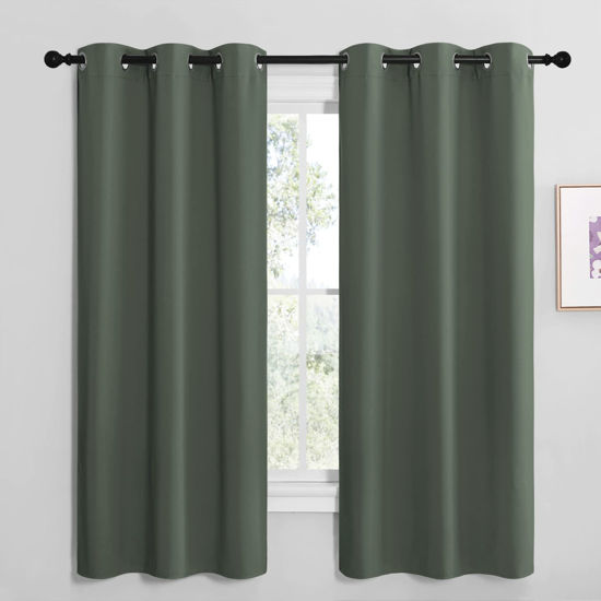 Picture of NICETOWN Blackout Curtain Panels, Home Decoration Thermal Insulated Solid Grommet Blackout Drape for Dining Room (Dark Mallard, 1 Pair, 42 by 68-Inch)