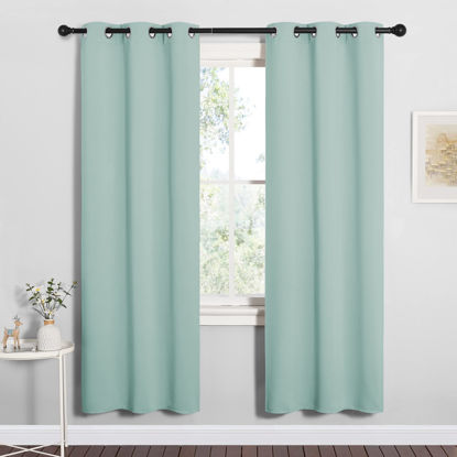 Picture of NICETOWN Bedroom Curtain Panels Blackout Draperies, Thermal Insulated Solid Grommet Blackout Curtains/Drapes (Aqua, One Pair, 34 by 72-inch)