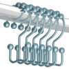 Picture of Titanker Shower Curtain Hooks Rings, Rust-Resistant Metal Double Glide Shower Hooks for Bathroom Shower Rods Curtains, Set of 12 Hooks - Lightcyan