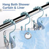 Picture of Titanker Shower Curtain Hooks Rings, Rust-Resistant Metal Double Glide Shower Hooks for Bathroom Shower Rods Curtains, Set of 12 Hooks - Lightcyan