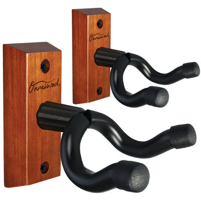 Picture of Onmiwod Guitar Wall Mount 2 Pack, Mahogany Wood Guitar Hanger, U-Shaped Guitar Wall Hanger Mount, Guitar Holder Hook Stand Wall for Acoustic, Electric Guitar, Banjo, Bass, Gift for Guitar Player Men