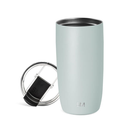 Picture of Simple Modern Travel Coffee Mug Tumbler with Flip Lid | Reusable Insulated Stainless Steel Cold Brew Iced Coffee Cup Thermos | Gifts for Women Men Him Her | Voyager Collection | 16oz | Sea Glass Sage