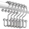 Picture of Titanker Shower Curtain Hooks Rings, Rust-Resistant Metal Double Glide Shower Hooks for Bathroom Shower Rods Curtains, Set of 12 Hooks - Space Silver