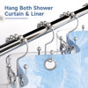 Picture of Titanker Shower Curtain Hooks Rings, Rust-Resistant Metal Double Glide Shower Hooks for Bathroom Shower Rods Curtains, Set of 12 Hooks - Space Silver