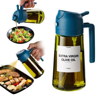 Picture of TrendPlain - Original 16oz/470ml Olive Oil Dispenser Bottle for Kitchen Gadgets and Air Fryer Accessories - Olive Oil Sprayer for Cooking w/Stickers (Light Blockage) - Navy