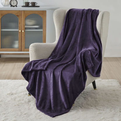 Picture of Bedsure Fleece Throw XL Blanket Purple - 300GSM Soft Lightweight Plush Cozy Blankets for Bed, Sofa, Couch, Travel, Camping, 50x70 inches