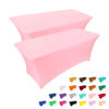 Picture of IVAPUPU 2 Pack 4FT Table Cloth for Rectangular Fitted Events Stretch Pink Table Covers Washable Table Cover Spandex Tablecloth Table Protector for Party, Wedding, Cocktail, Banquet, Festival