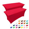 Picture of IVAPUPU 2 Pack 4FT Table Cloth for Rectangular Fitted Events Stretch Red Table Covers Washable Table Cover Spandex Tablecloth Table Protector for Party, Wedding, Cocktail, Banquet, Festival