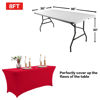Picture of IVAPUPU 2 Pack 4FT Table Cloth for Rectangular Fitted Events Stretch Red Table Covers Washable Table Cover Spandex Tablecloth Table Protector for Party, Wedding, Cocktail, Banquet, Festival
