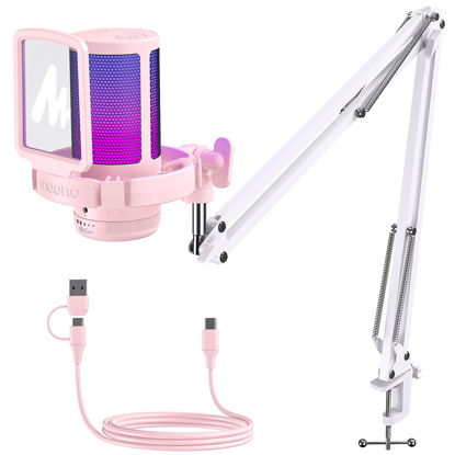 Picture of MAONO Gaming USB Microphone with Noise Cancellation, Streaming mic for PC Computer MAC PS4 PS5, All-in-One Kit with Mute, Monitor for Recording, Podcast, Twitch, YouTube, Discord, DGM20S Pink