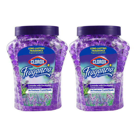 Picture of Clorox Fraganzia Air Freshener Crystal Beads Lavender with Eucalyptus, Twin Pack Two 12oz Jars | Long-Lasting Air Freshener Beads | Easy to Use Air Scent Beads for Homes, Bathrooms, Closets, or Car