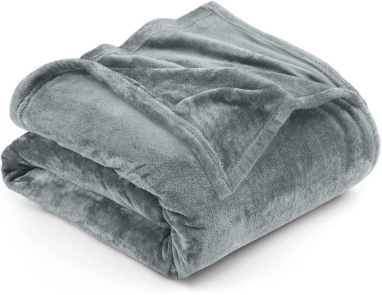Picture of Utopia Bedding Fleece Blanket Full Size Ash Grey 300GSM Luxury Fuzzy Soft Anti-Static Microfiber Bed Blanket (90x84 Inches)