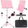 Picture of CAHAYA Sheet Music Stand & Tabletop Music Stand Solid Back with Carrying Bag for Books Notes Laptop Tablet Pink CY0194