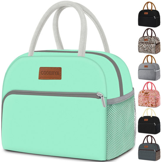 Picture of Coobiiya Lunch Bag Women, Lunch Box Lunch Bag for Women Adult Men, Small Leakproof Cute Lunch Tote Large Capacity Reusable Insulated Cooler Lunch Container for Work/Office/Picnic/Travel-Green