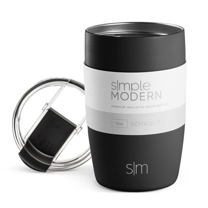 Picture of Simple Modern Travel Coffee Mug Tumbler with Flip Lid | Reusable Insulated Stainless Steel Cold Brew Iced Coffee Cup Thermos | Gifts for Women Men Him Her | Voyager Collection | 12oz | Midnight Black