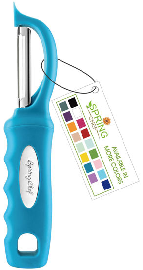 Picture of Spring Chef Premium Swivel Vegetable Peeler, Comfortable Handle and Ultra Sharp Stainless Steel Blades - Perfect Kitchen Peeler For Veggie, Fruit, Potato, Carrot, Apple - Teal