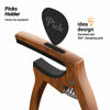 Picture of TANMUS 3in1 Guitar Capo for Acoustic and Electric Guitars,2 Pack(with Pick Holder and 6 Picks),Ukulele,Guitar Accessories (Black&Wood)