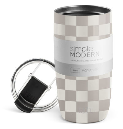 Picture of Simple Modern Travel Coffee Mug Tumbler with Flip Lid | Reusable Insulated Stainless Steel Cold Brew Iced Coffee Cup Thermos | Gifts for Women Men Him Her | Voyager Collection | 16oz | Checkmate