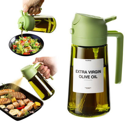 Picture of TrendPlain - Original 16oz/470ml Olive Oil Dispenser Bottle for Kitchen Gadgets and Air Fryer Accessories - Olive Oil Sprayer for Cooking w/Stickers (Light Blockage) - Green