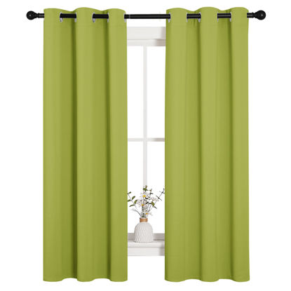 Picture of NICETOWN Blackout Curtain Panels for Living Room, Thermal Insulated Solid Grommet Top Blackout Draperies/Drapes for Christmas Window (1 Pair, 34 x 63 inches in Fresh Green)