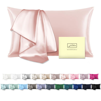 Picture of Mulberry Silk Pillow Cases for Hair and Skin King Size Silk Pillowcase with Zipper Soft Breathable Smooth Cooling Satin Silk Pillow Covers for Sleeping (Coral,20"X 36",1Pcs)