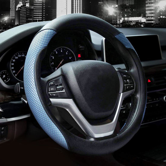 Picture of Valleycomfy Steering Wheel Cover with Microfiber Leather for Car Truck SUV 15 inch (Blue)